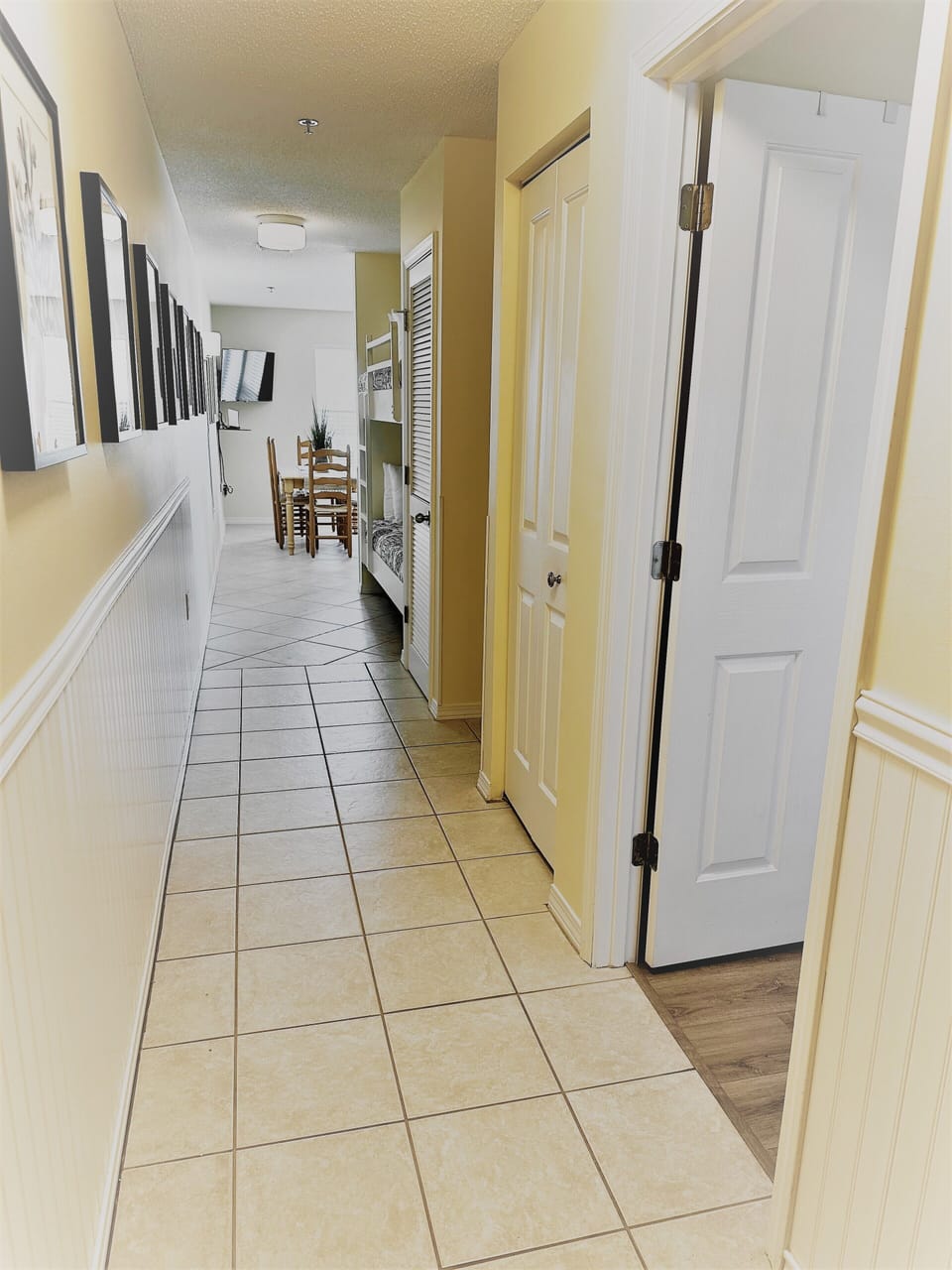 Hallway to Bedroom, Bathroom, Laundry, Bunks and Living Area