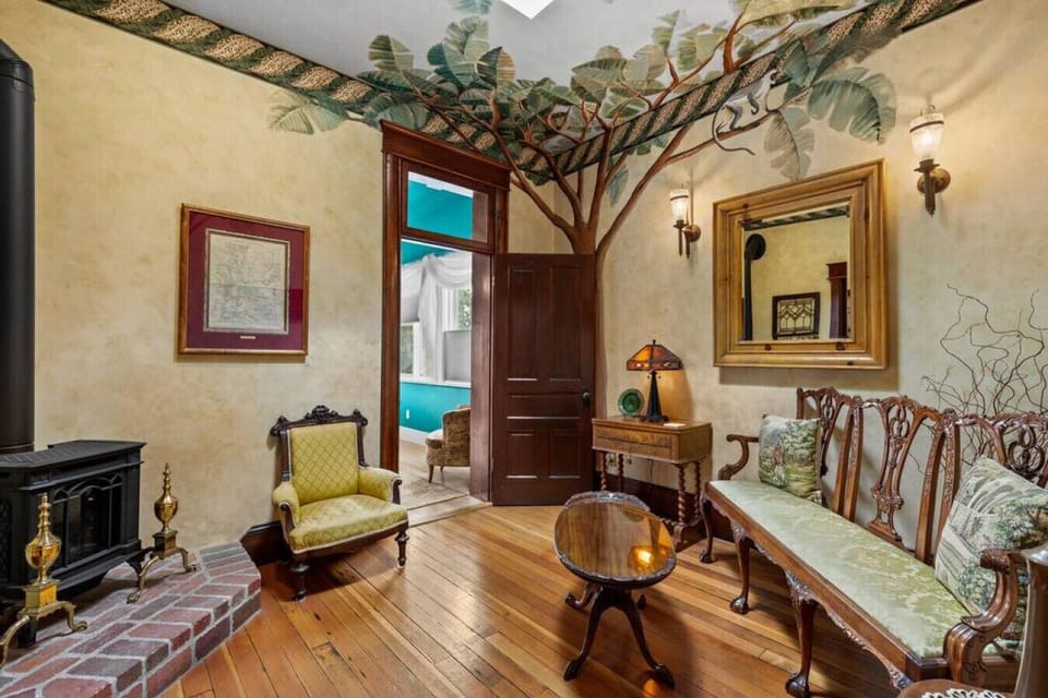 Private sitting area with fireplace