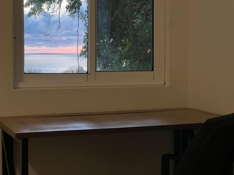View from the little desk in secondary room with an office chair.