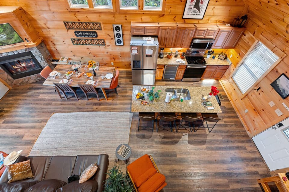 From the breakfast counter to the fireplace, this space has everything you need to make memories.