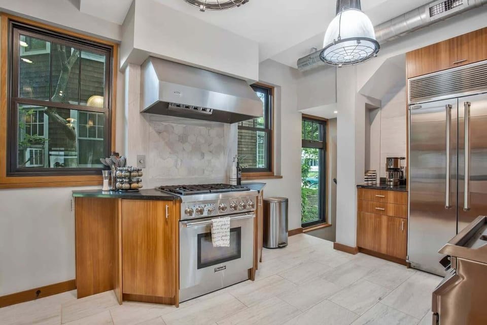 Kitchen with custom cabinets and granite countertop