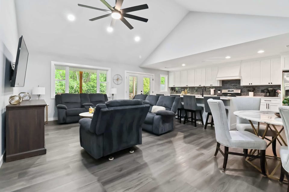 Bright open concept living room and kitchen