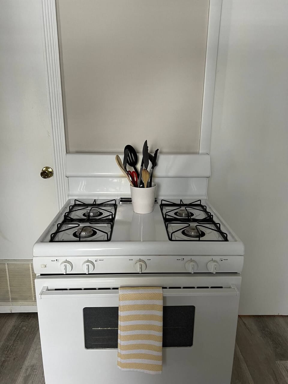 Functional Stove and Basic Cooking utensils are provided