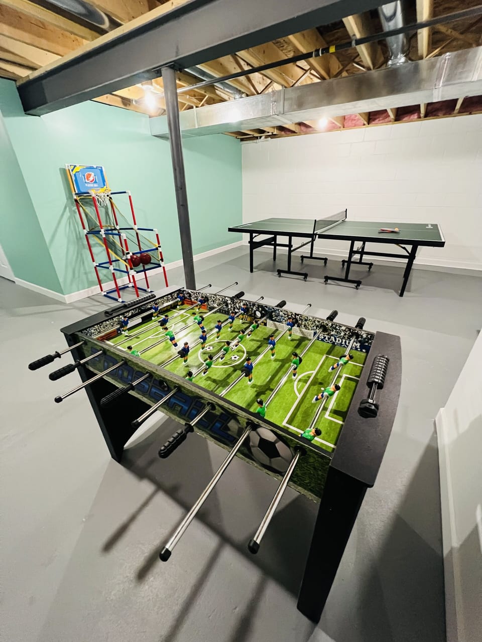 Game room located in the basement