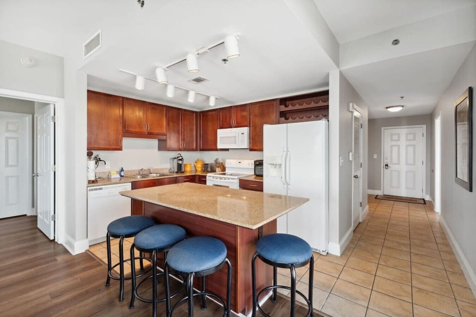 Full Size Kitchen with Island Bar Seating