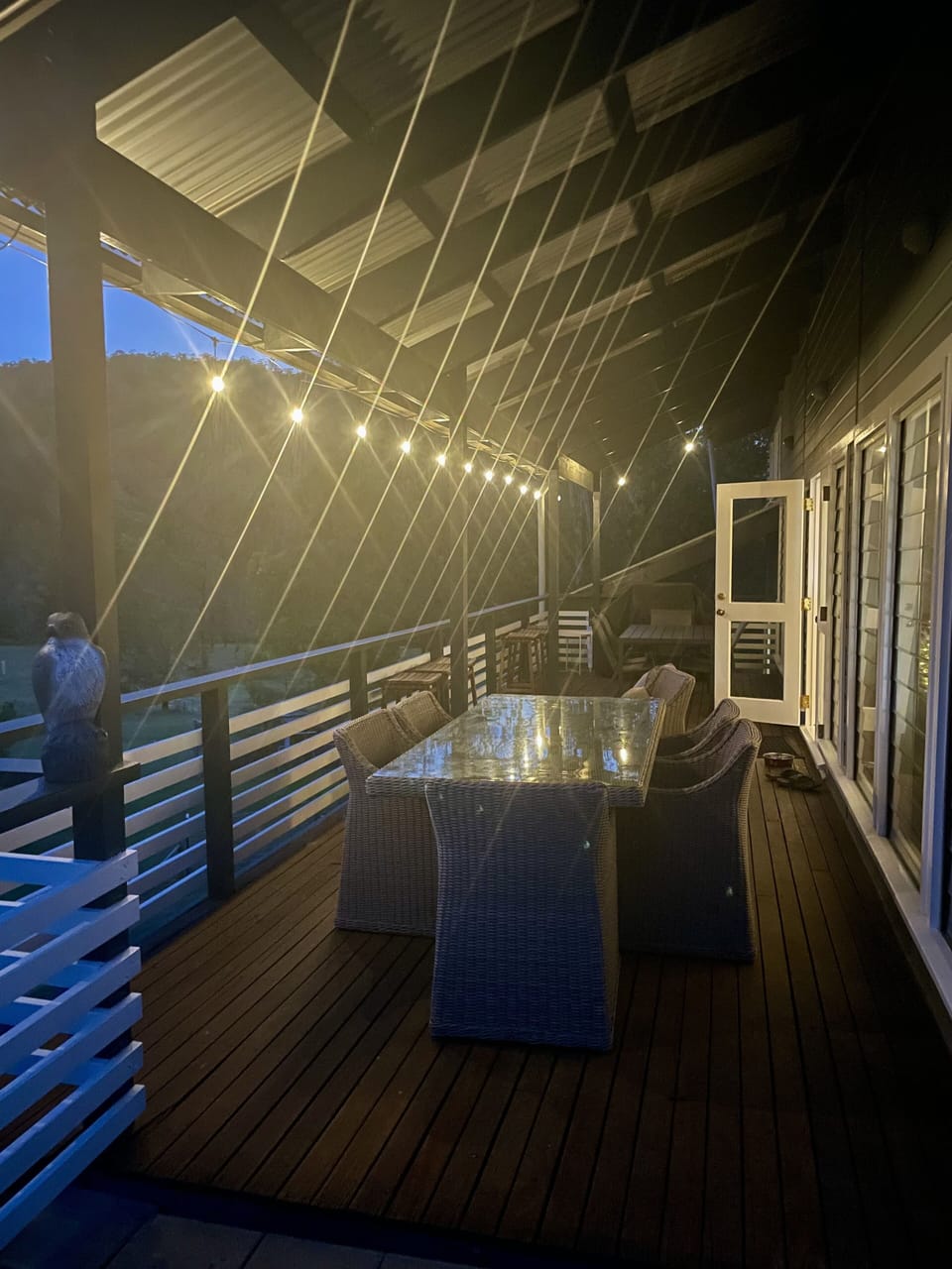 Evening on the Deck overlooking the paddocks and billabong