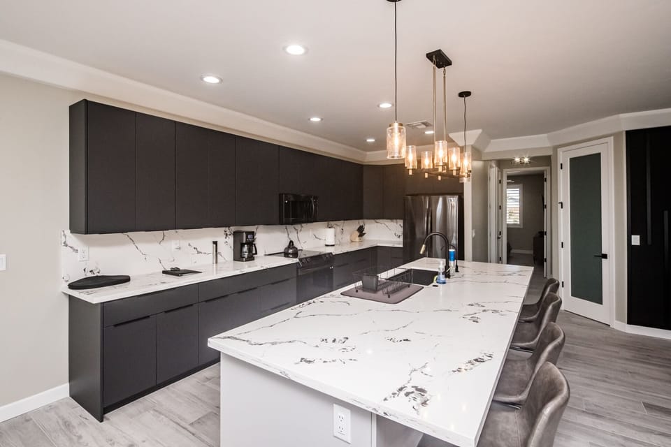Custom modern kitchen with quartz countertops