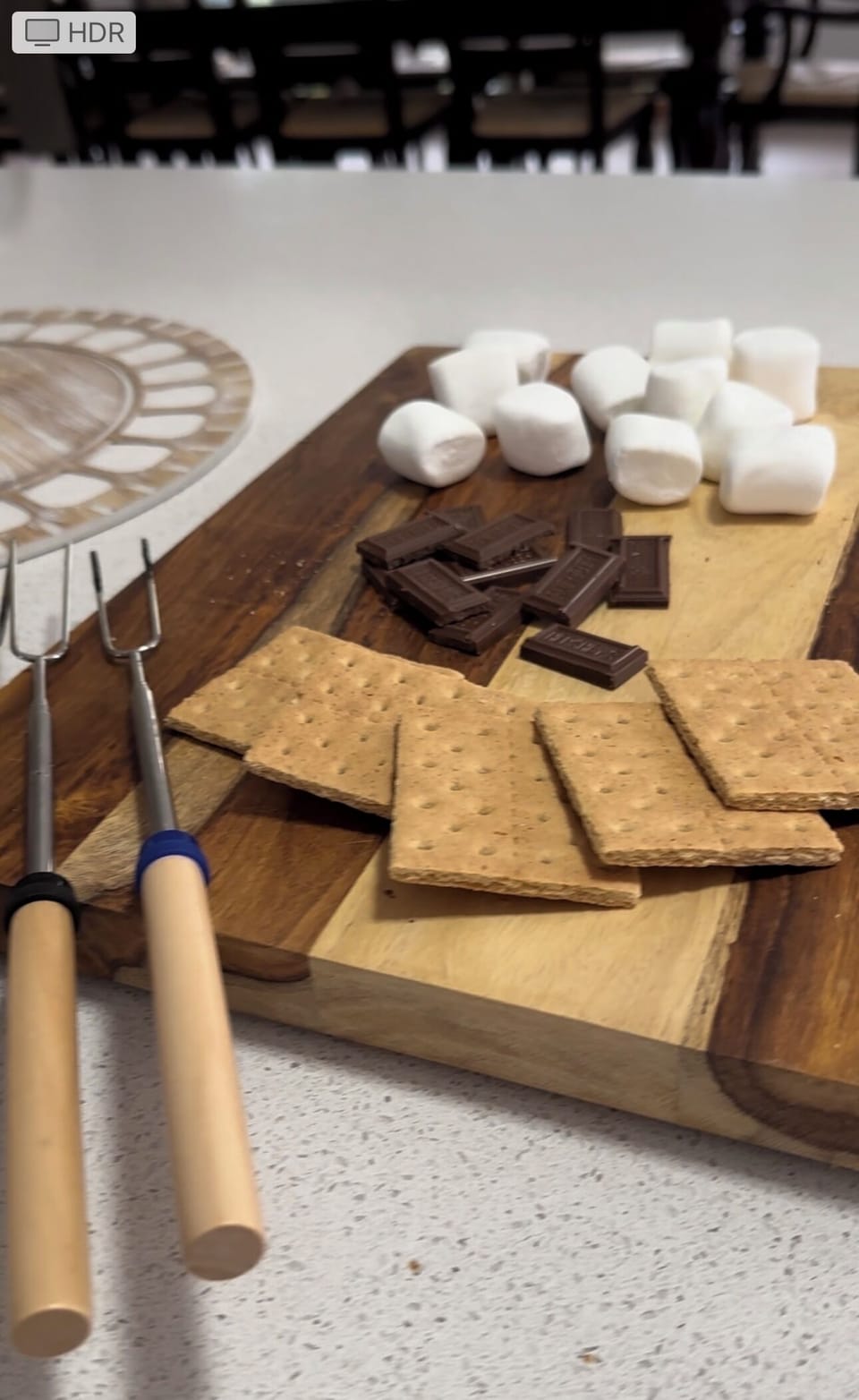 S’mores delight; served by everyone around the fire! 