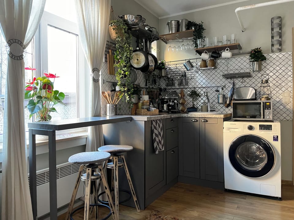 Basic Apartment | Private kitchen | Fridge, electric kettle, cookware/dishes/utensils