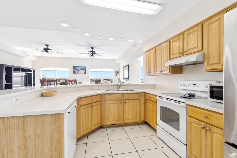 Kitchen overlooking bay