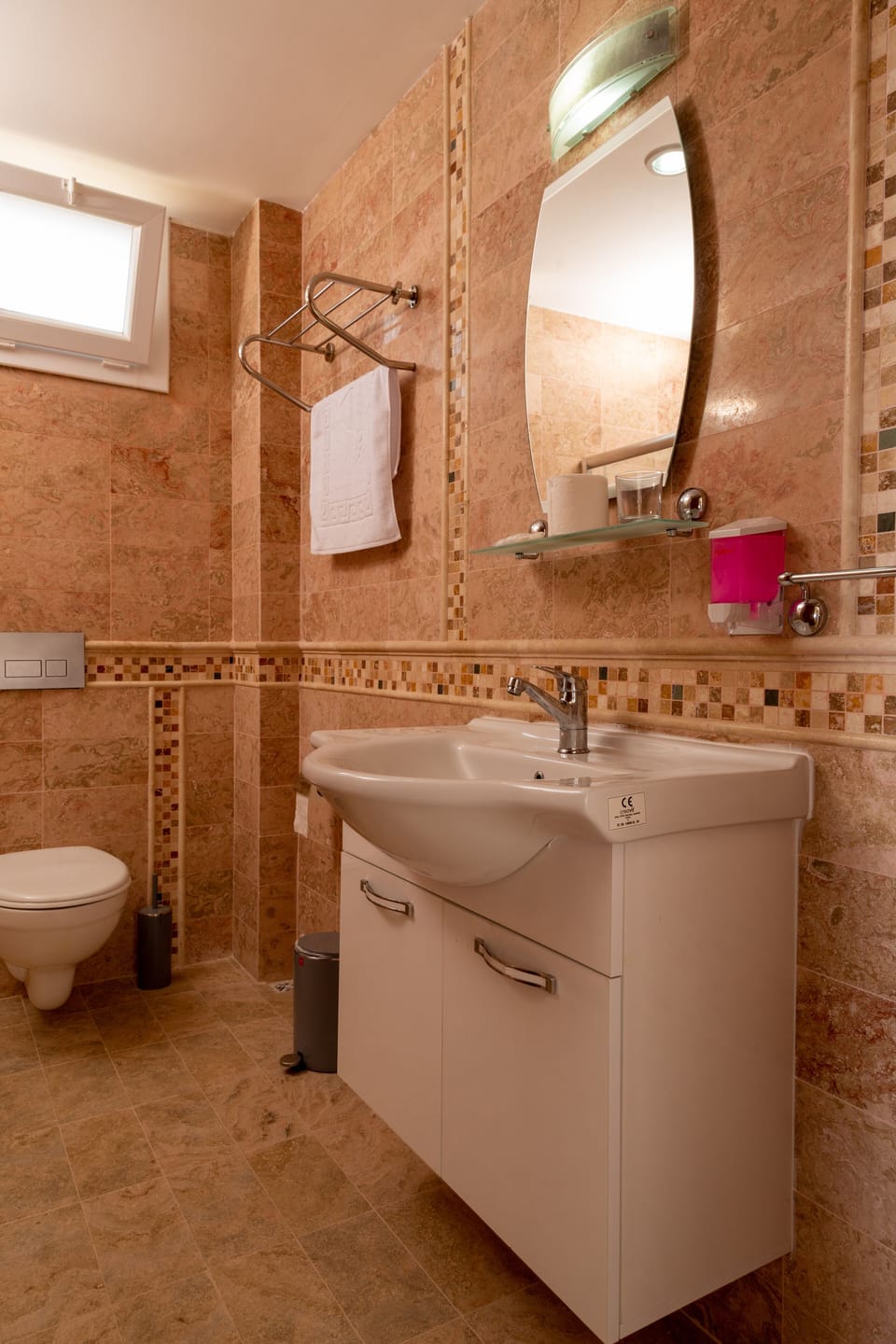 Shower, free toiletries, hair dryer, slippers