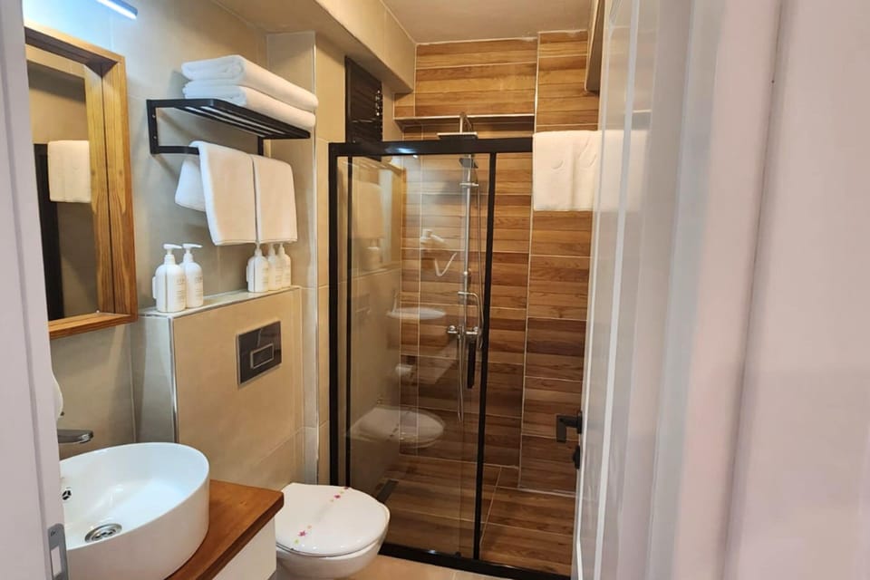 Economy Double Bed Semi Basement | Bathroom | Shower, rainfall showerhead, free toiletries, hair dryer