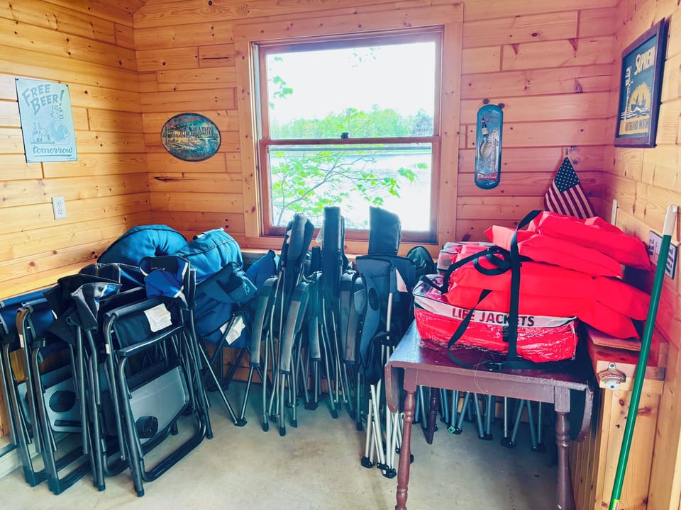 Boat house Storage- Extra Seating + Life Jackets