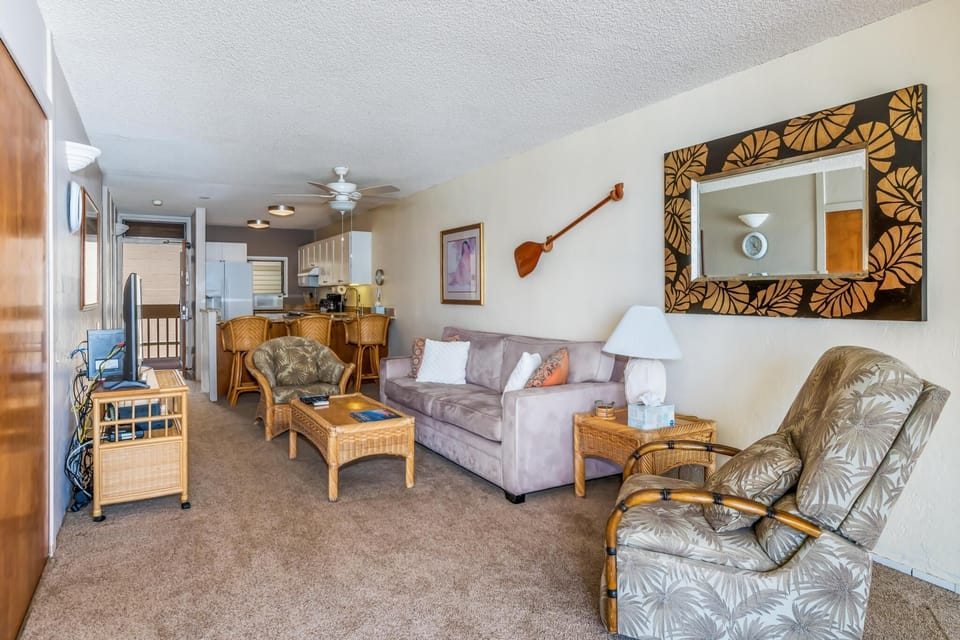 Sofa bed in the living room gives you flexibility to comfortably sleep extra guests when needed.