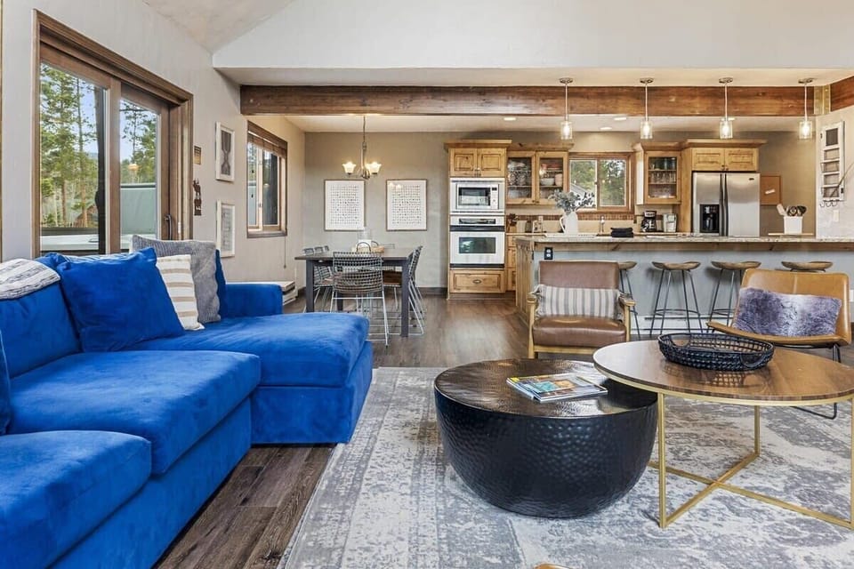 The well-decorated main living space has an open and social layout so you can stay connected with your group no matter where you are in the space.