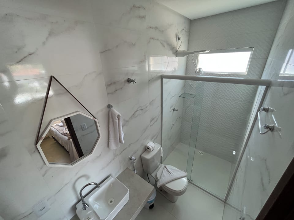 Shower, soap, toilet paper