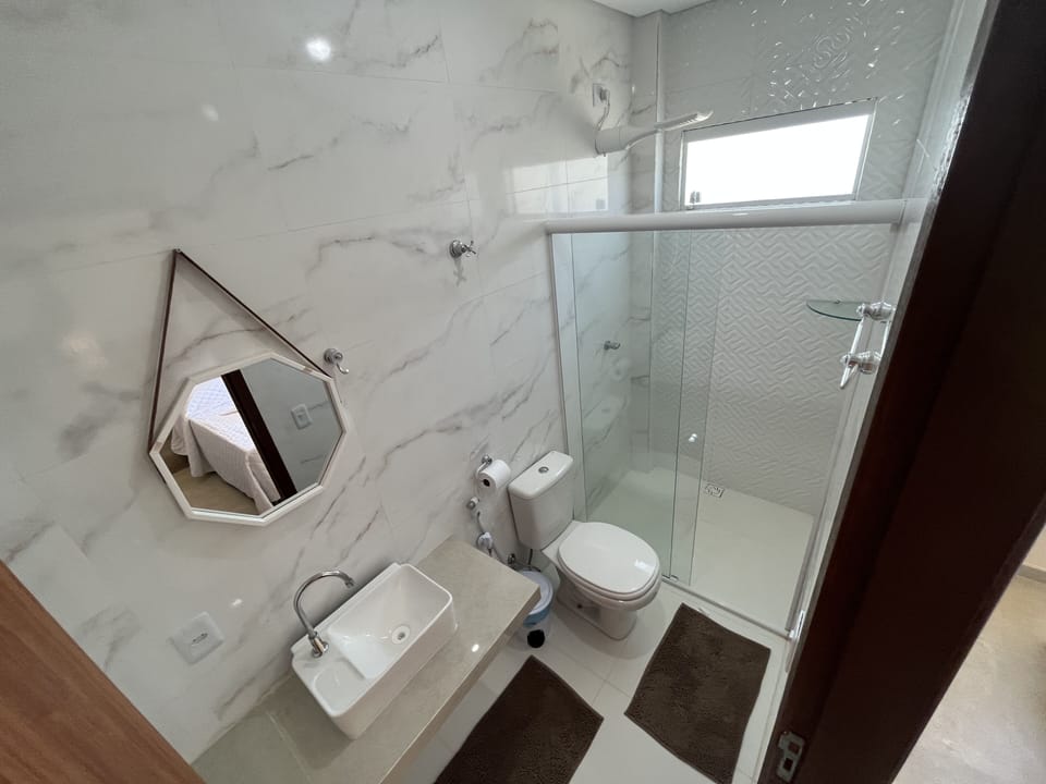 Shower, soap, toilet paper