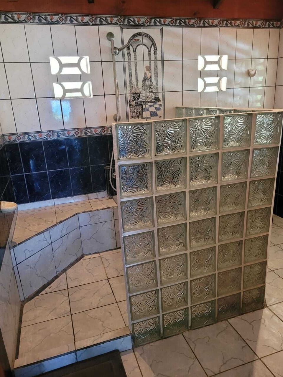 Upstairs bathroom, hot water and toilet