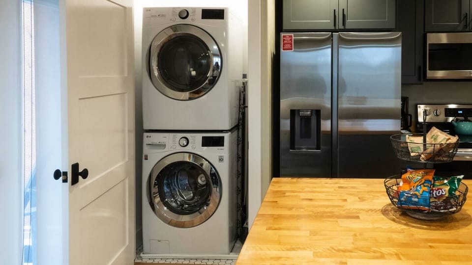 Full-size washer and dryer in-unit for your convenience.