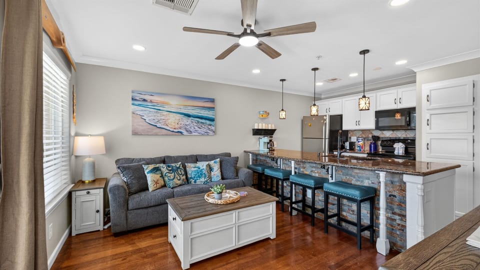 Open den and kitchen