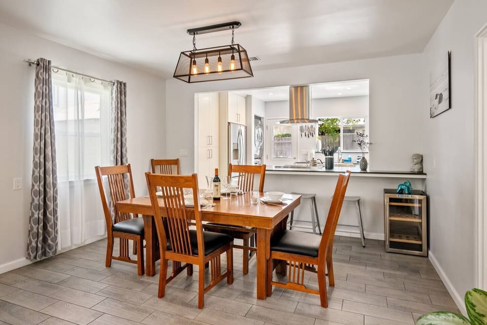 Enjoy a lovely meal and/or glass of local wine at the dining table. Seating and settings for up to six guests.