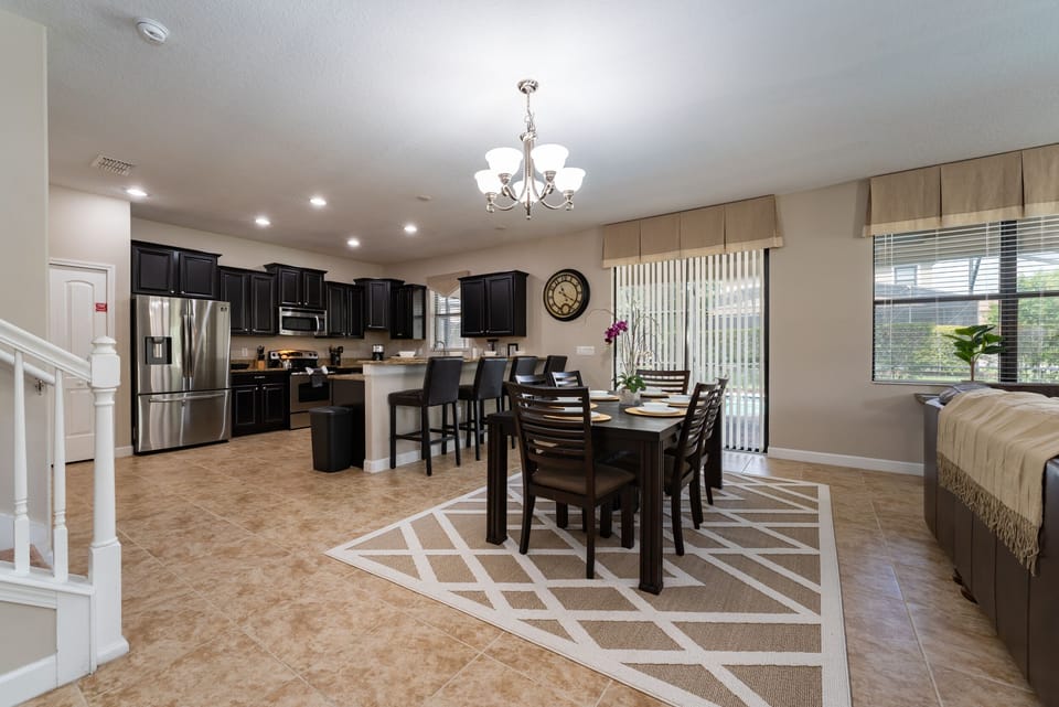 Downstairs living spaces showing open floor plan