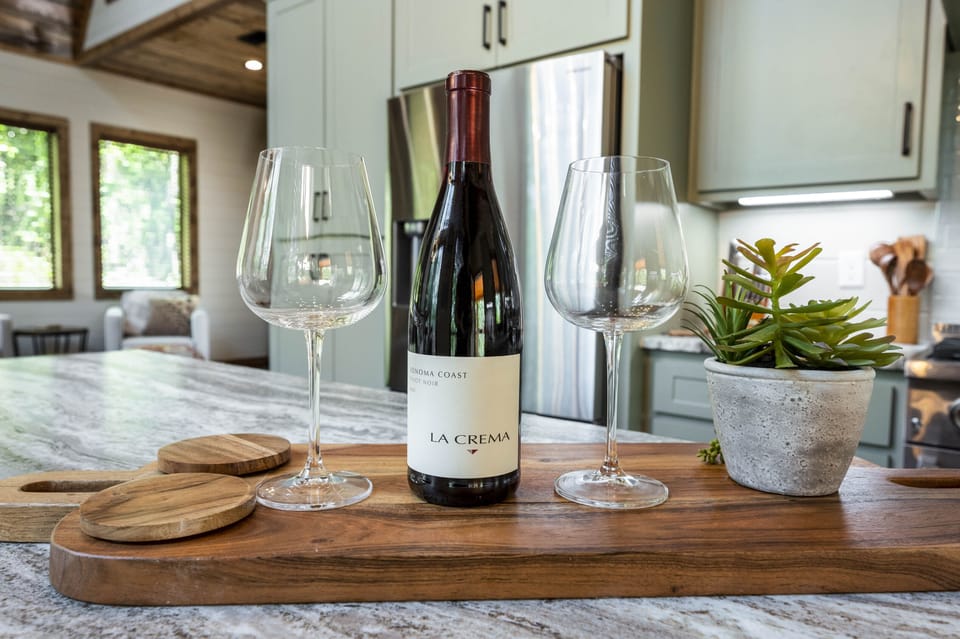 A welcome bottle of wine will greet you on the counter.
