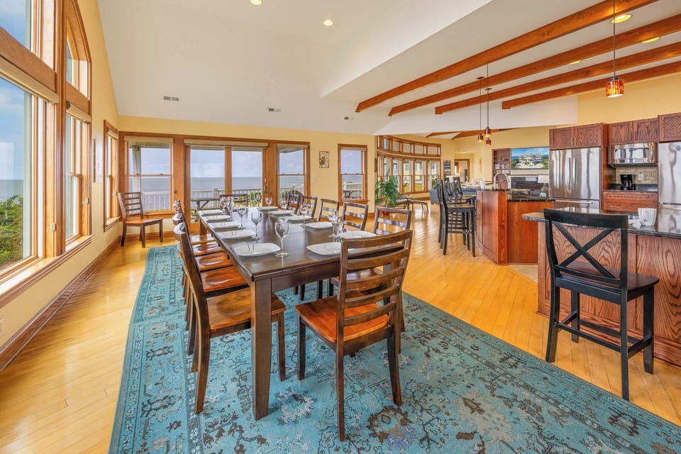 The dining area is conveniently located next to the kitchen, making it all too easy to go back for seconds.