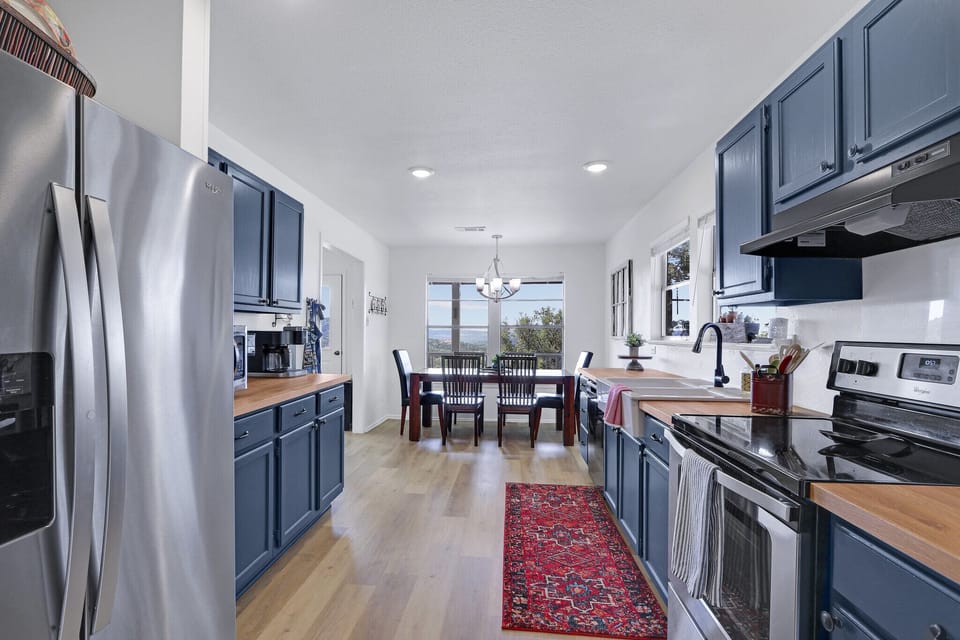 Entering the kitchen from the laundry room.