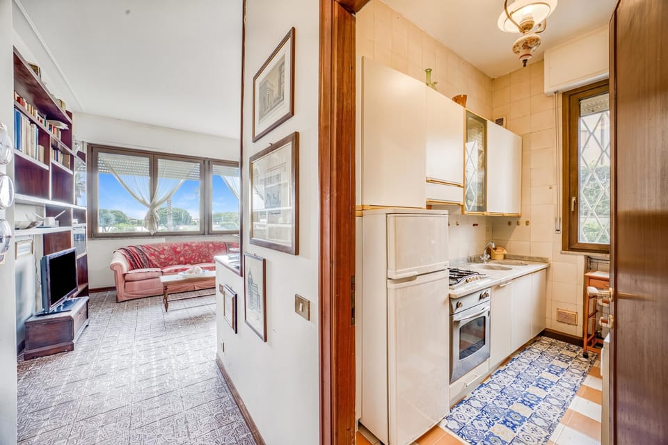 Family Apartment, 2 Bedrooms, Microwave (Annamaria's House Beachfront) | Private kitchen | Fridge, microwave, oven, stovetop
