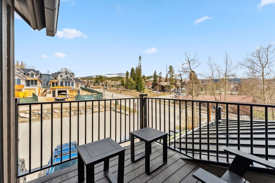Balcony: Adirondack chairs and views of Bald and Argentine Mountain