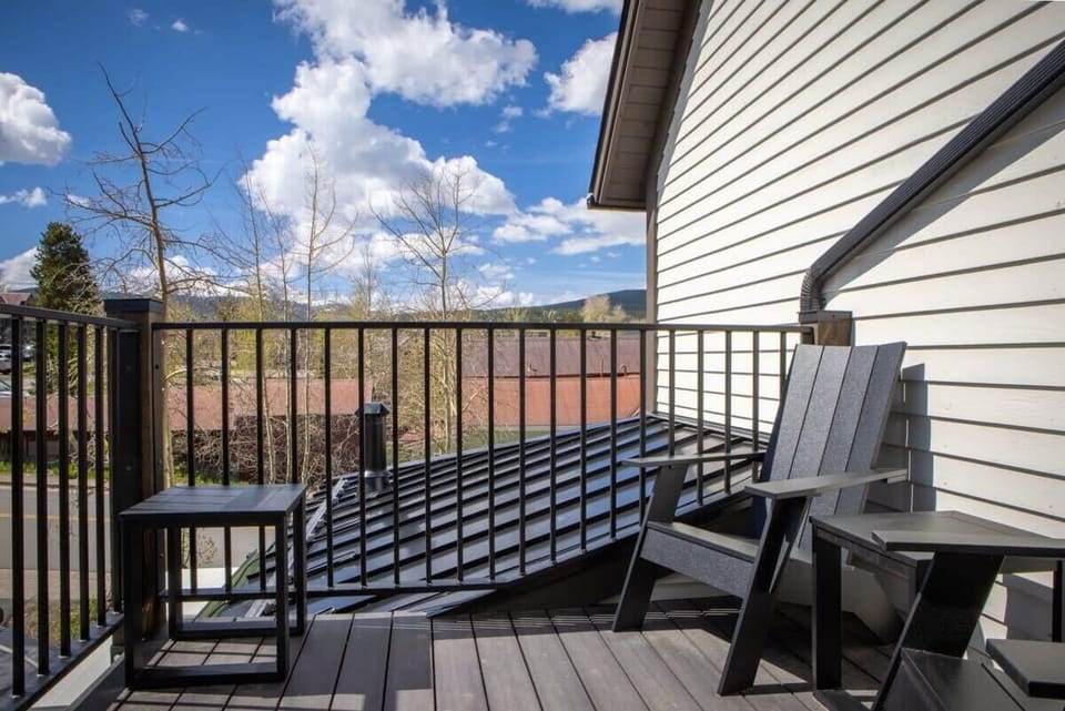 Balcony: Adirondack chairs and views of Bald and Argentine Mountain