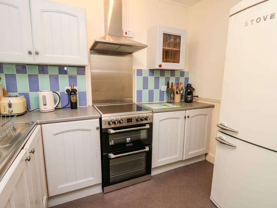 Fridge, dishwasher, electric kettle, toaster
