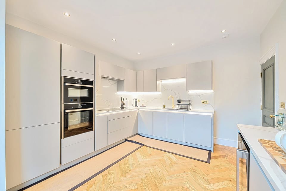 Fridge, dishwasher, electric kettle, toaster