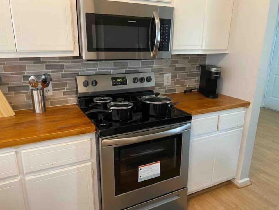 Full stocked Kitchen with all brand new Stainless Steel appliances.