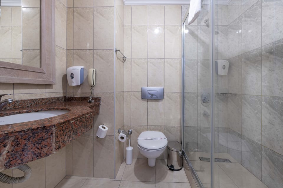 Free toiletries, hair dryer, slippers, towels