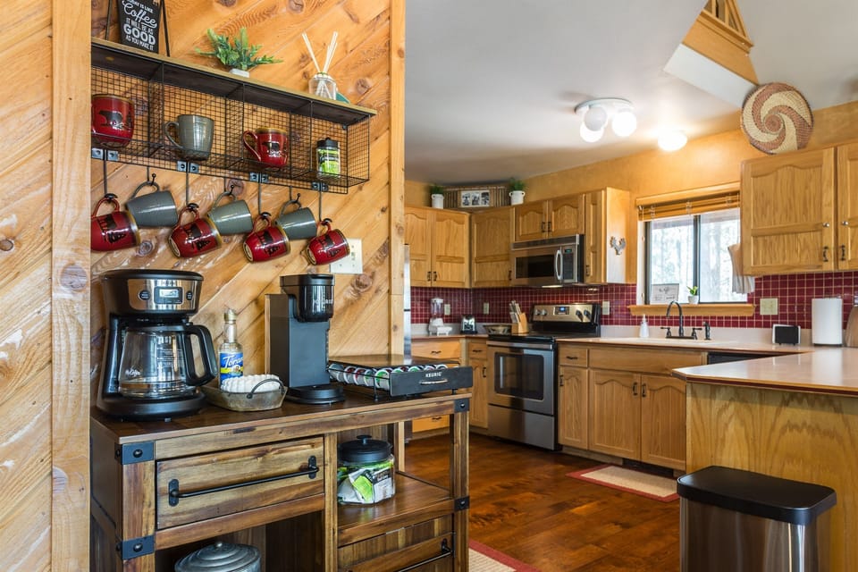 Make your morning coffee at our coffee bar, and leave the kitchen free for breakfast duty!