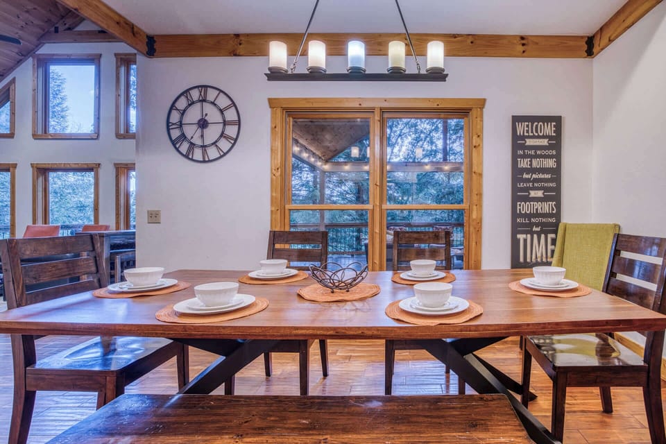 Dining table for six with two additional chairs