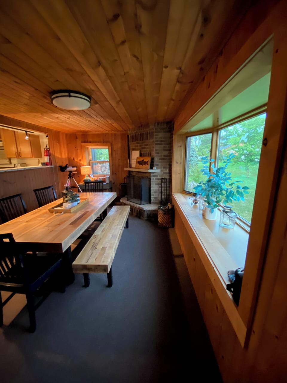 Custom table is big enough for everyone to gather around. 