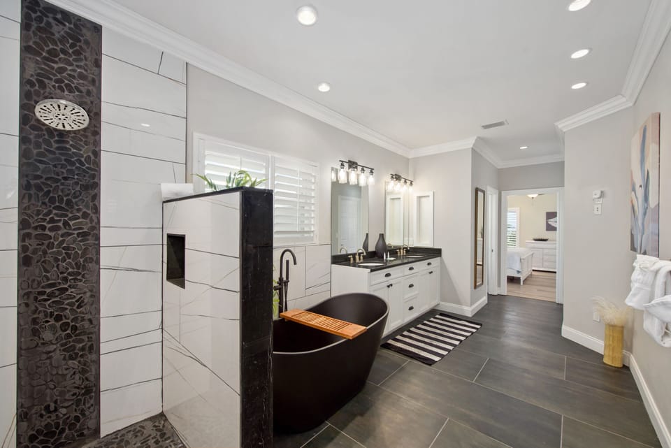 Primary bathroom toward bedroom