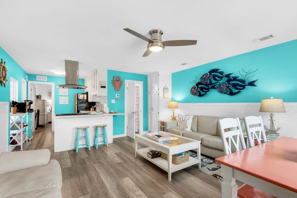 Living room to kitchen view
