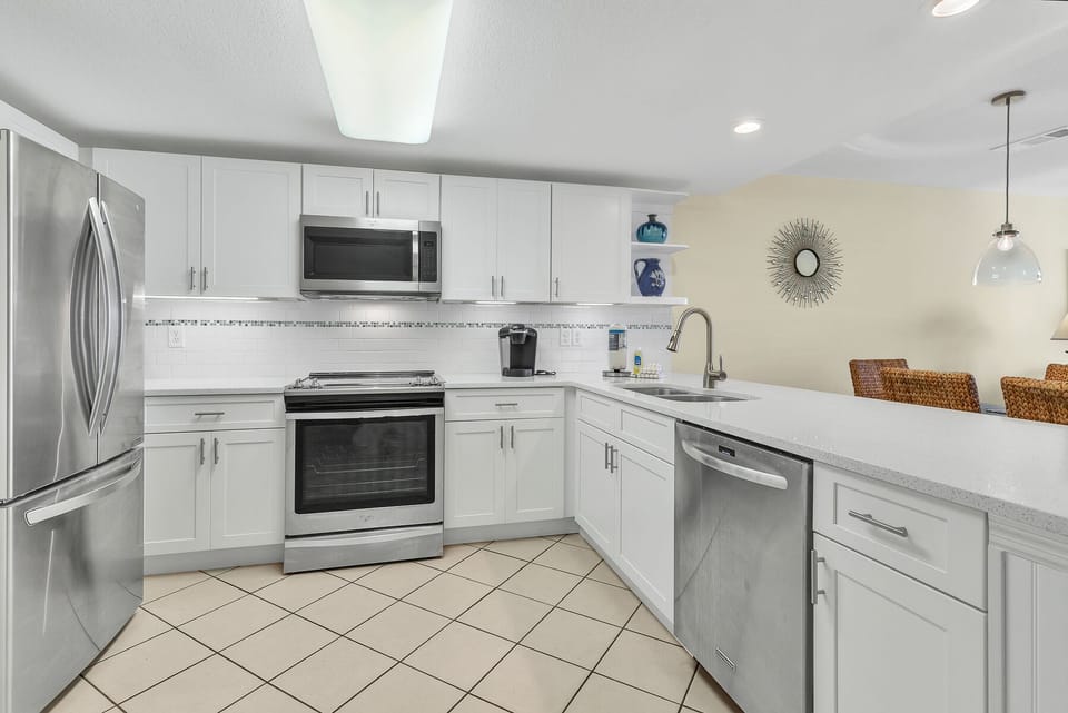 All modern, stainless appliances