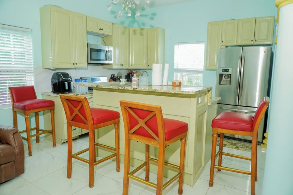 Mini-fridge, microwave, oven, dishwasher