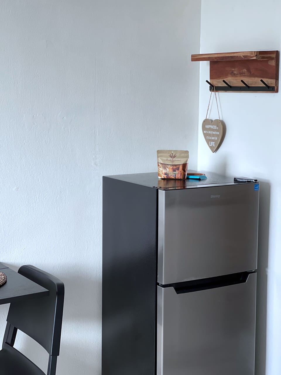 2 door Mini Fridge + local snacks/beverages as a welcome treat! They may vary :)