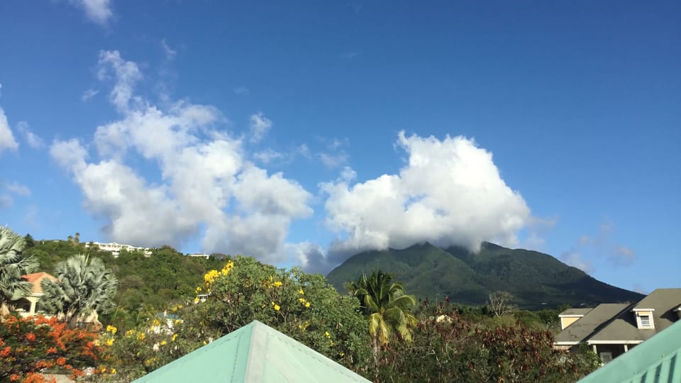 View of Nevis Peak from upper sun deck
