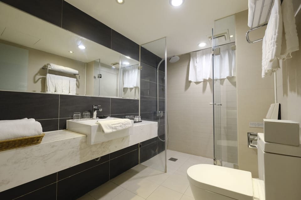 Hair dryer, towels