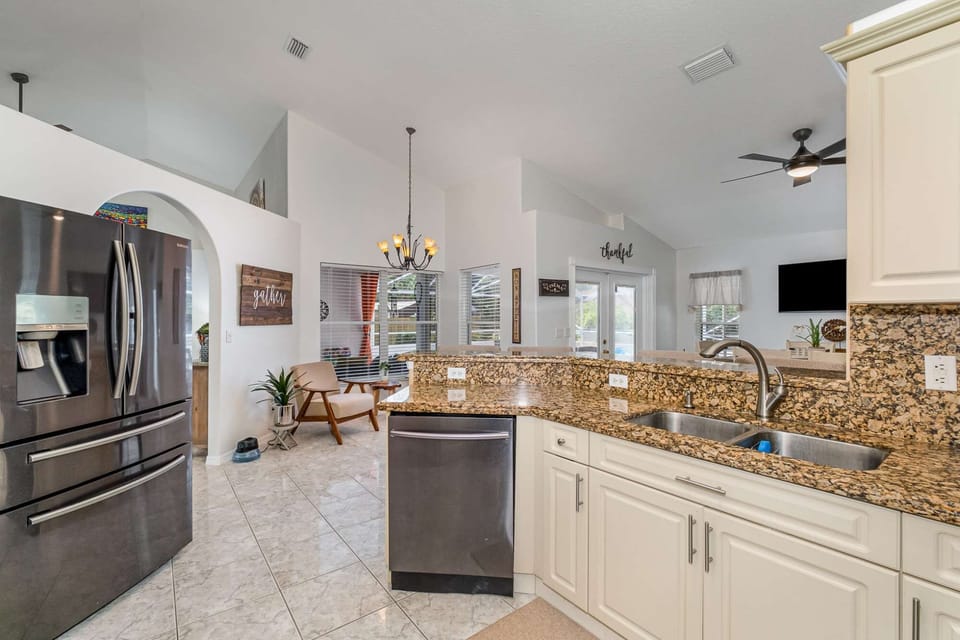 Kitchen and adjacent sitting area