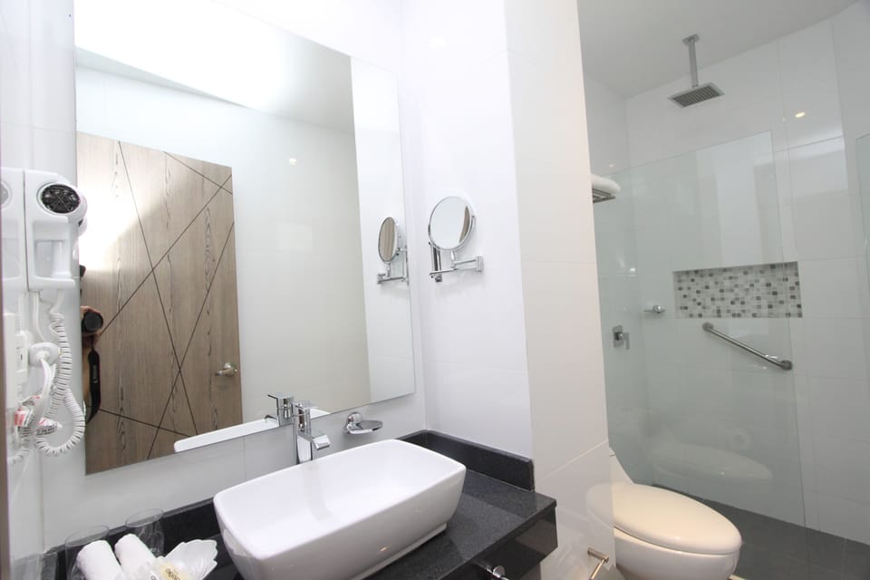 Shower, hair dryer (on request), towels