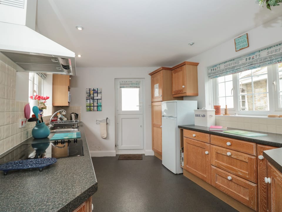 Fridge, dishwasher, electric kettle, toaster