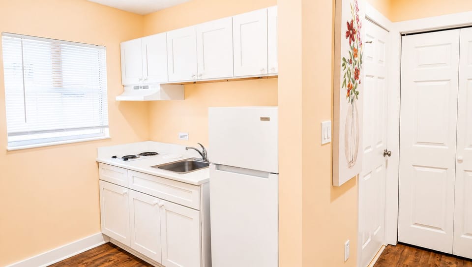 Room, 2 Queen Beds, Non Smoking, Kitchenette | Private kitchen | Coffee/tea maker, mini-fridge, microwave, eco-friendly cleaning products